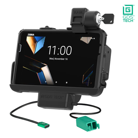 RAM Mounts locking GDS dock + dual USB for Zebra ET40, ET45 and ET401 8-inch tablets in IntelliSkin – product photo