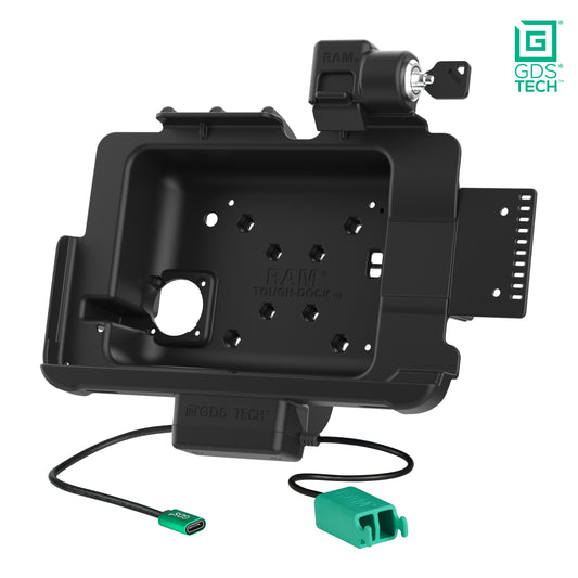 RAM Mounts locking GDS dock + dual USB for Zebra ET40, ET45 and ET401 10-inch tablets in IntelliSkin – alternative view