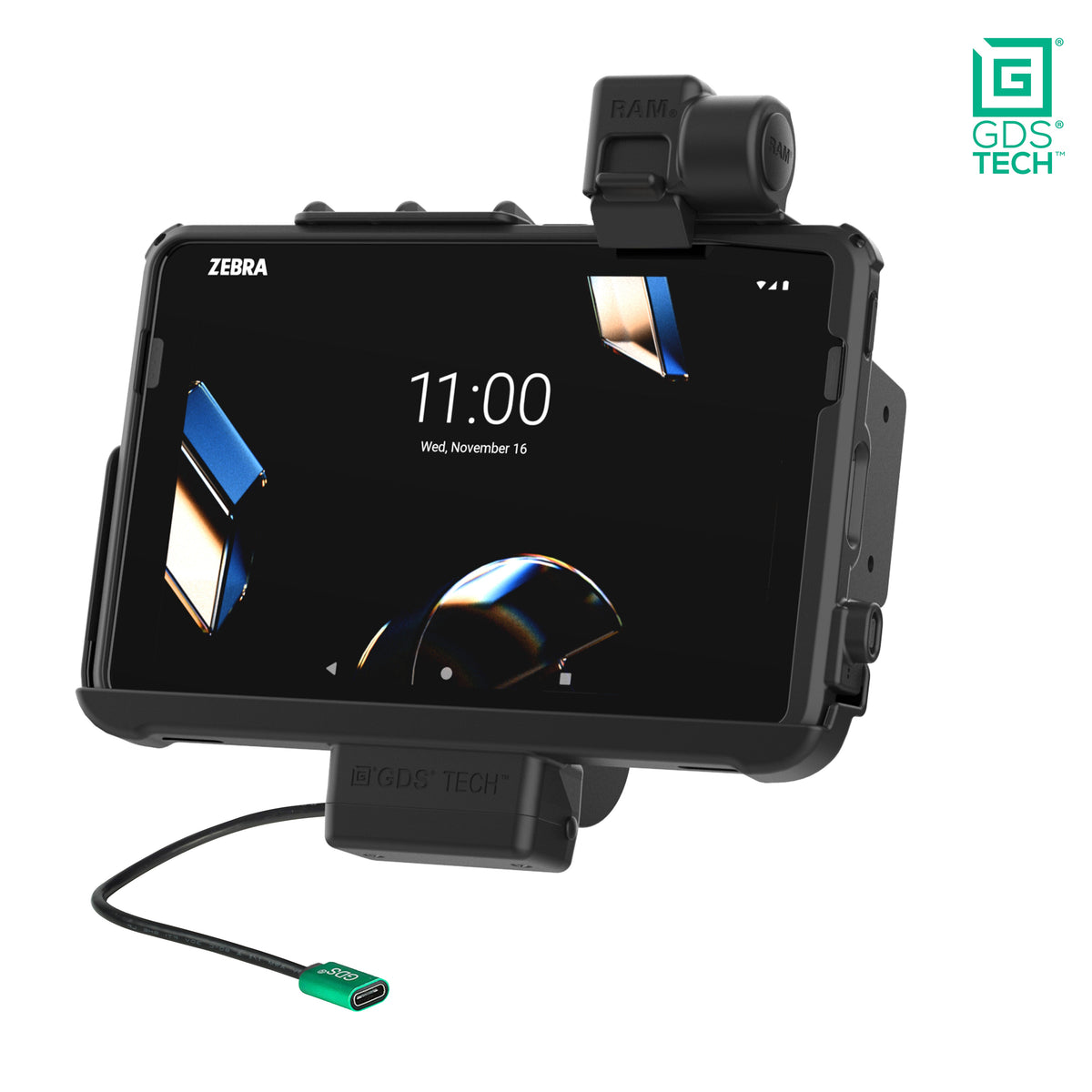 RAM Mounts GDS powered dock with latch for Zebra ET40, ET45 and ET401 10-inch tablets in IntelliSkin – product photo