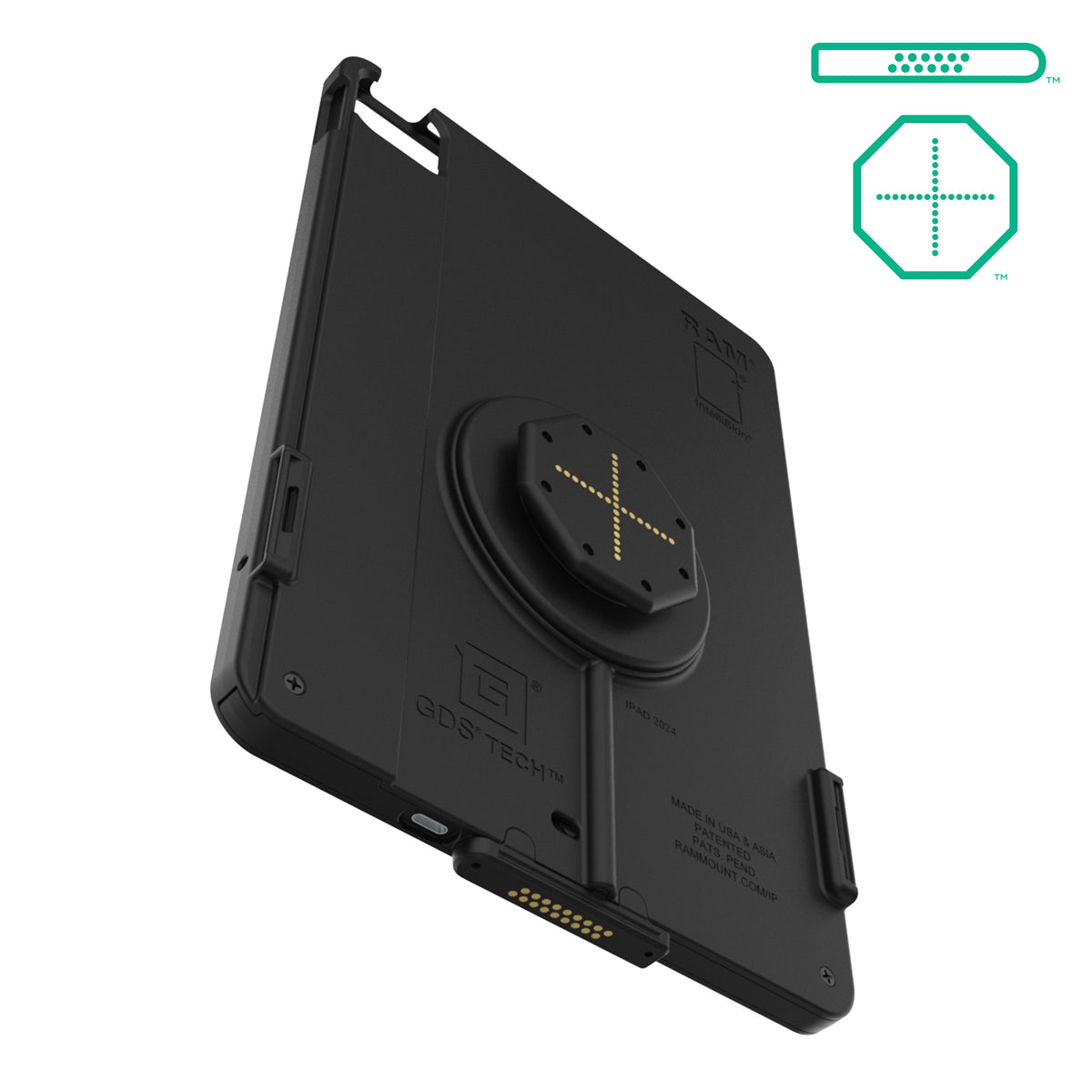 RAM Mounts IntelliSkin Thin-Case for Apple iPad Air 11 (M2, M3, M4) with D-Shape and rear pogo pads – alternative view