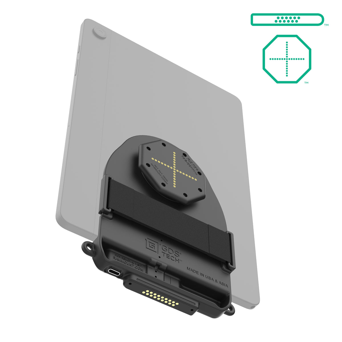 RAM Mounts GDS Tab-Conn adapter for tablets without case with D-Shape & rear pogo pads – alternative view