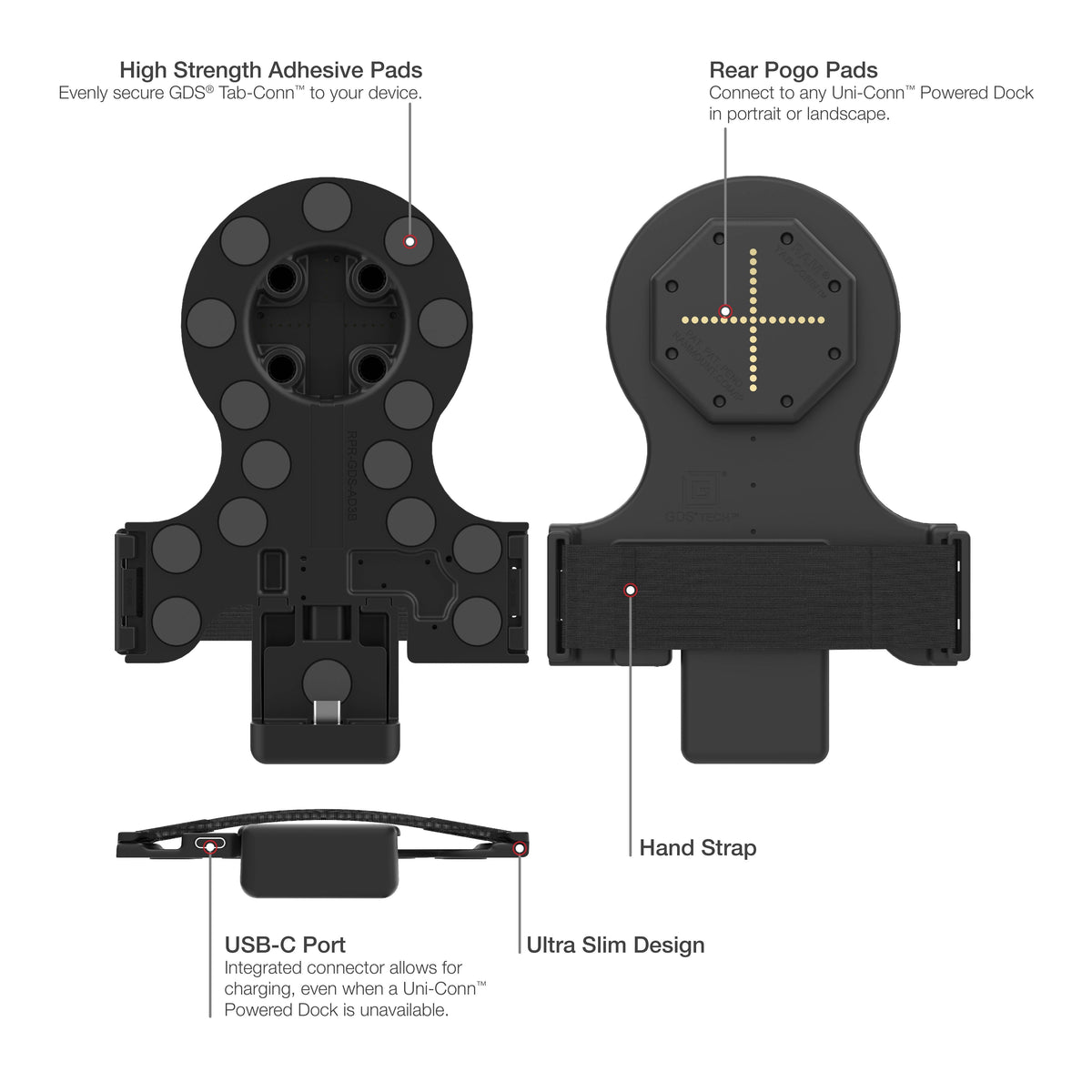 RAM Mounts GDS Tab-Conn adapter for folio-style cases with rear pogo pads – further product photo