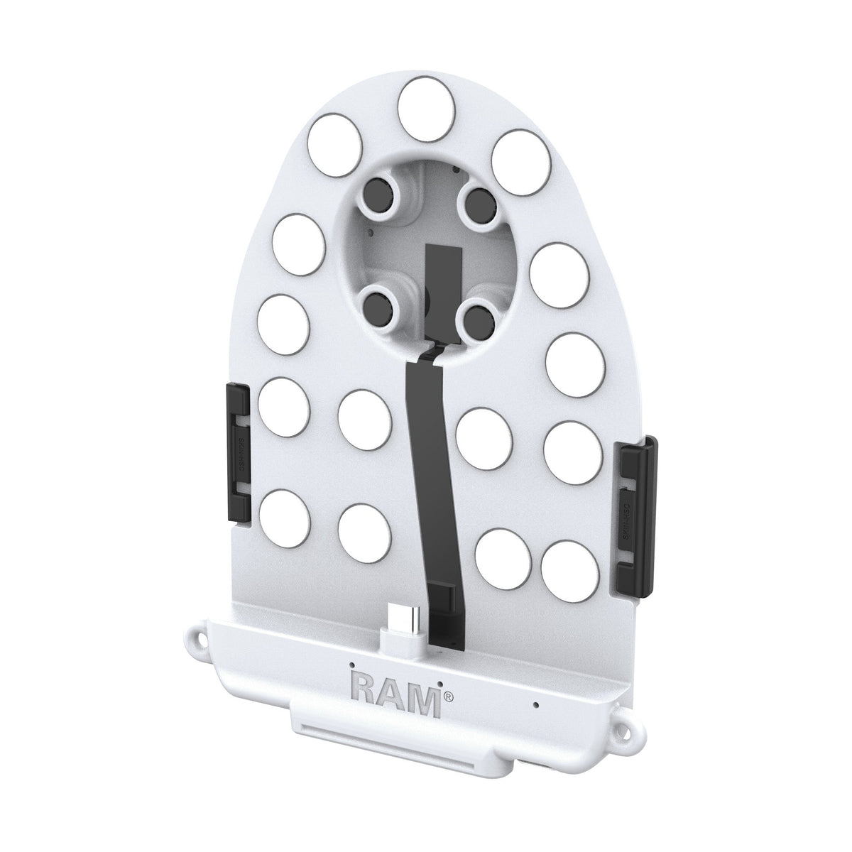 RAM Mounts GDS Tab-Conn adapter for folio-style cases with D-Shape & rear pogo pads in light grey – additional view