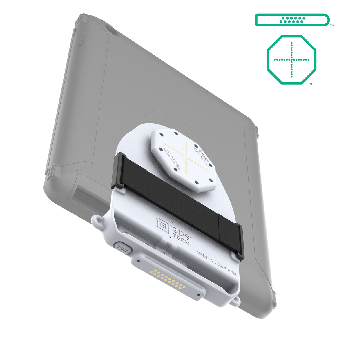 RAM Mounts GDS Tab-Conn adapter for OtterBox Defender cases with D-Shape & rear pogo pads in light grey – alternative view