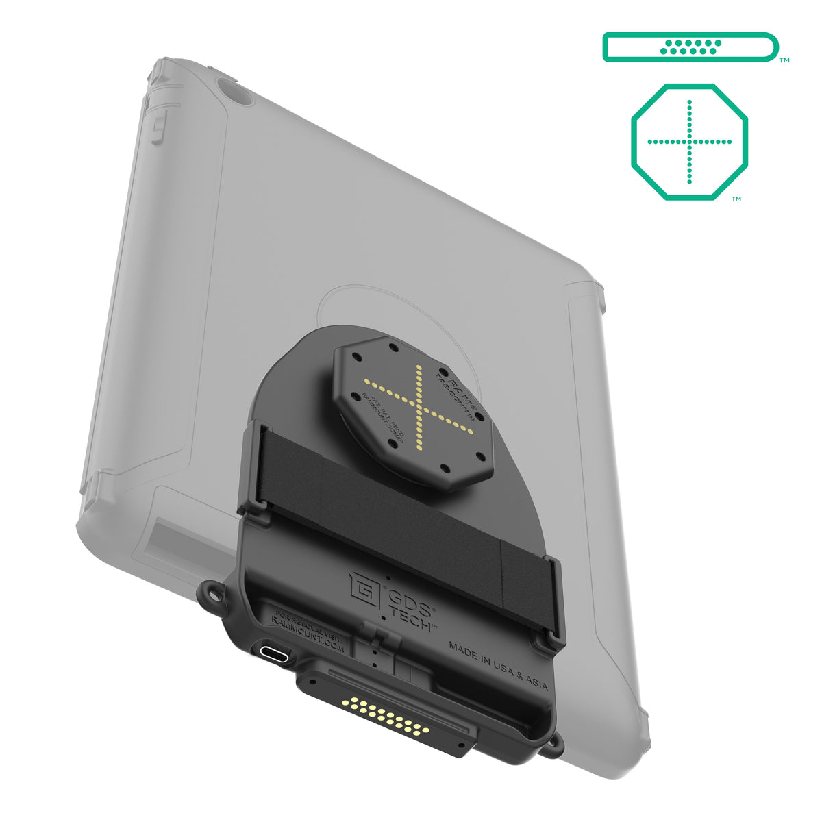 RAM Mounts GDS Tab-Conn adapter for OtterBox Defender cases with D-Shape & rear pogo pads – alternative view