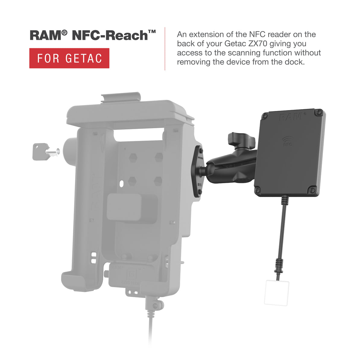 RAM Mounts key-locking Form-Fit holder for Getac ZX70 rugged tablet (NFC Extender compatible) – additional product photo