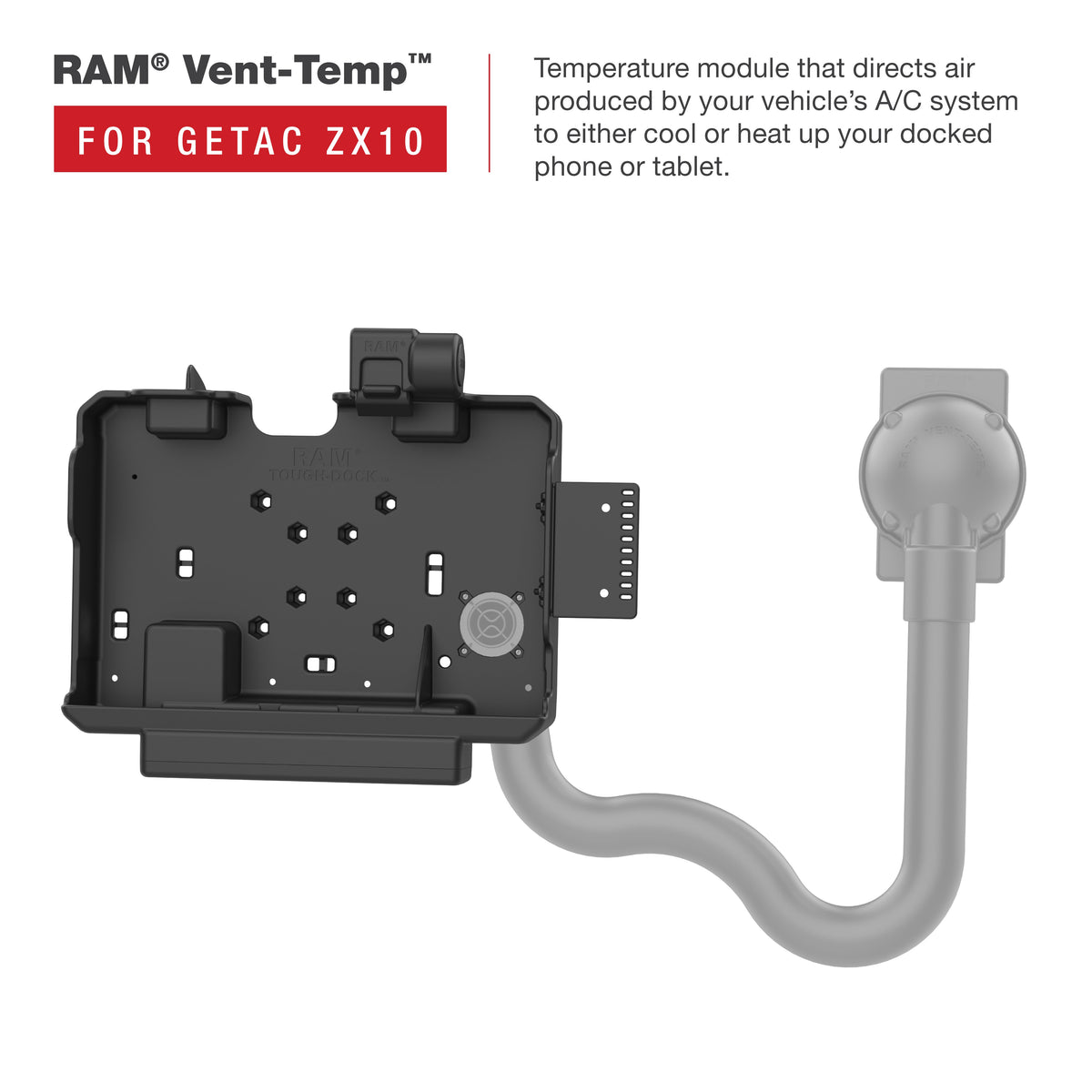 RAM Mounts power + data dock with USB-A for Getac ZX10 rugged tablet – additional product photo