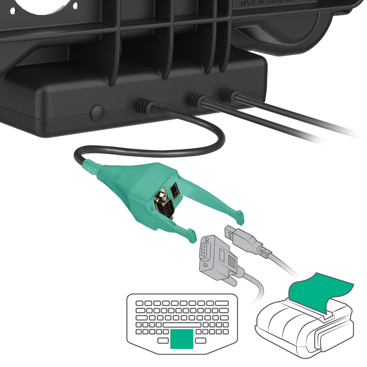 RAM Mounts key-locking power + data & DB9 dock for Honeywell ScanPal EDA10A tablet – further view