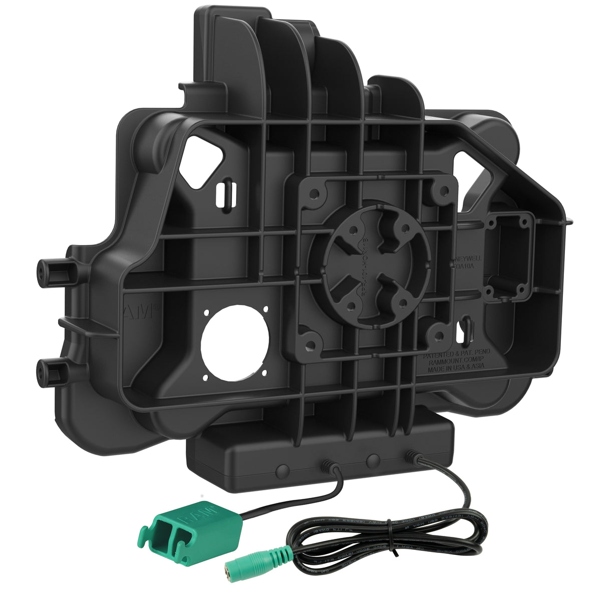 RAM Mounts power + dual USB dock for Honeywell ScanPal EDA10A tablet – another angle