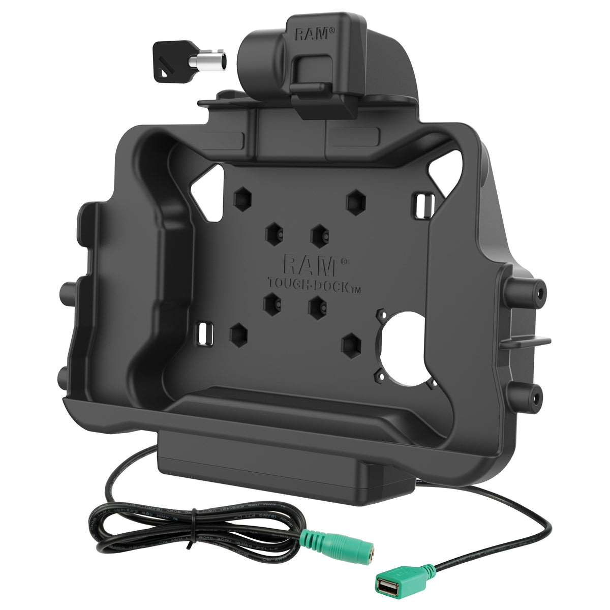 RAM Mounts key-locking power + data dock for Honeywell ScanPal EDA10A tablet – alternative view