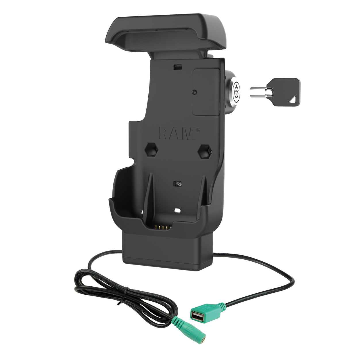 RAM Mounts key-locking powered dock + USB-a for Honeywell CT40, CT45 and CT47 – alternative view