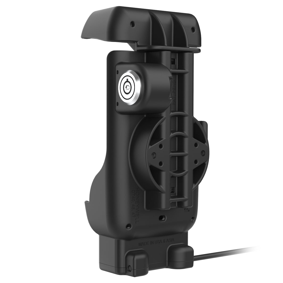 RAM Mounts key-locking powered dock with heated pins for Honeywell CT40, CT45 and CT47 – another angle