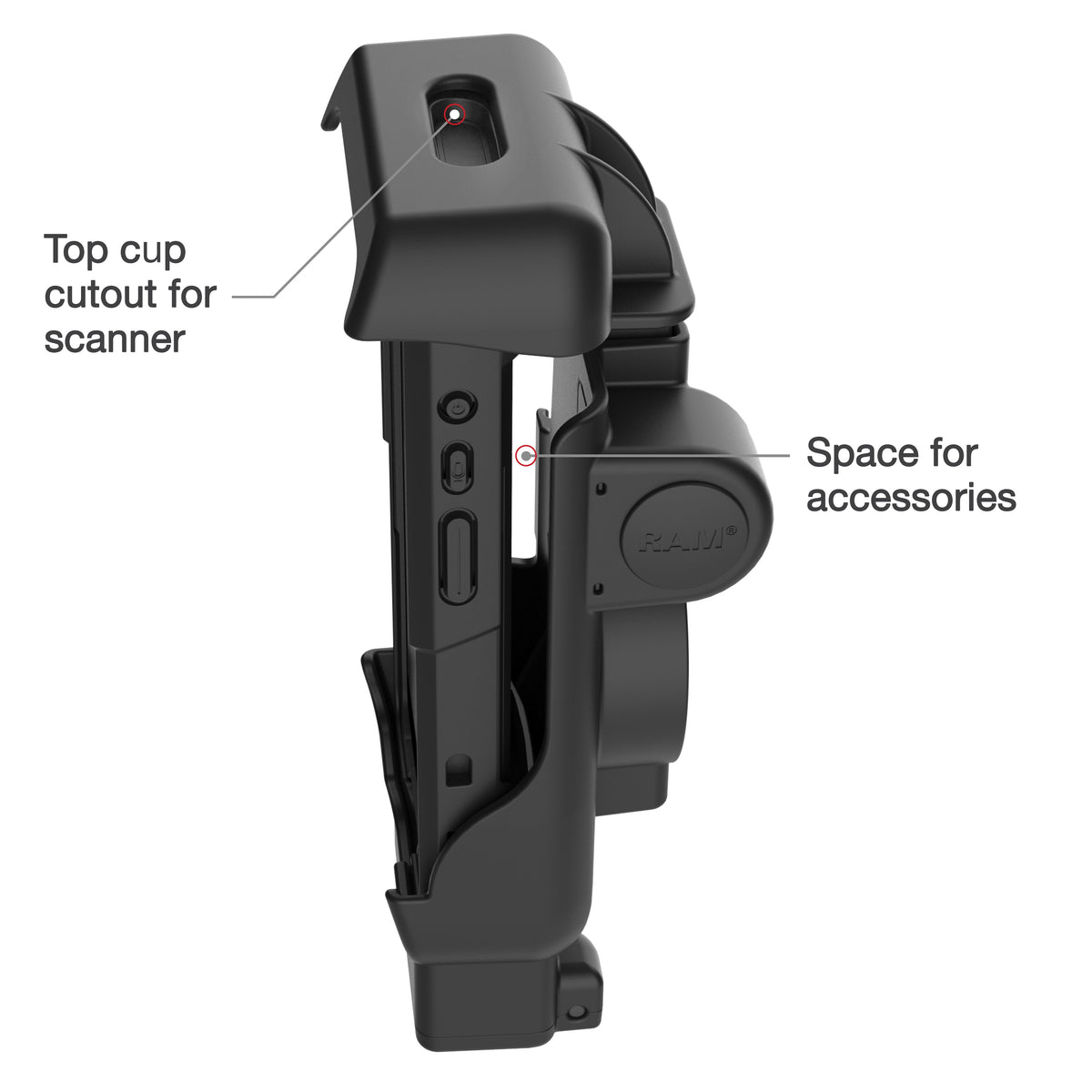 RAM Mounts spring-loaded Form-Fit holder for Honeywell CT40, CT45 and CT47 – further view