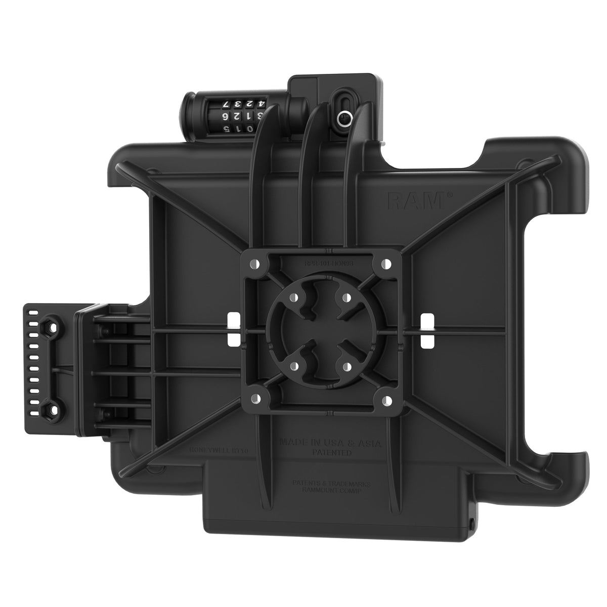 RAM Mounts combo-locking Form-Fit holder for Honeywell RT10 rugged tablet – another angle