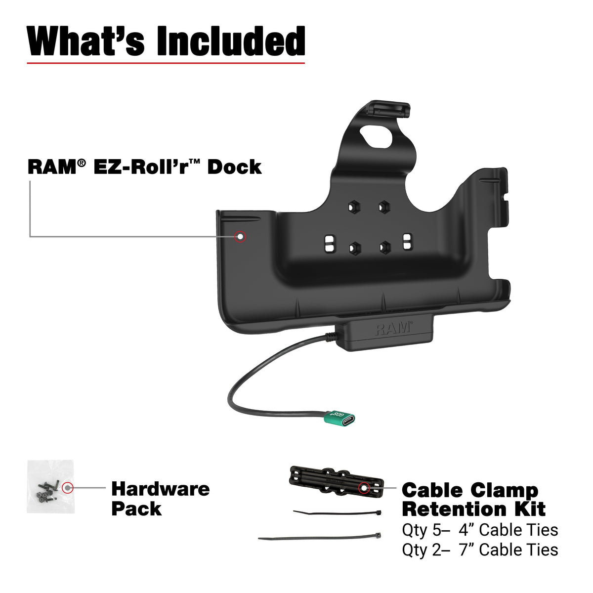RAM Mounts USB-C Powered Dock for Samsung Tab Active5 Pro and 4 Pro – detail view