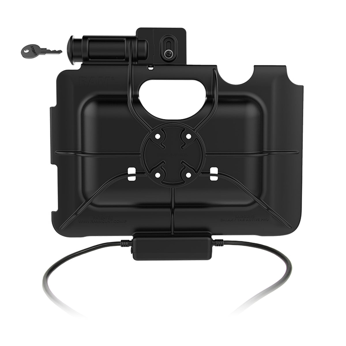 RAM Mounts Locking USB-C Powered Dock + USB-C Data for Samsung Tab Active5 Pro and 4 Pro – another angle
