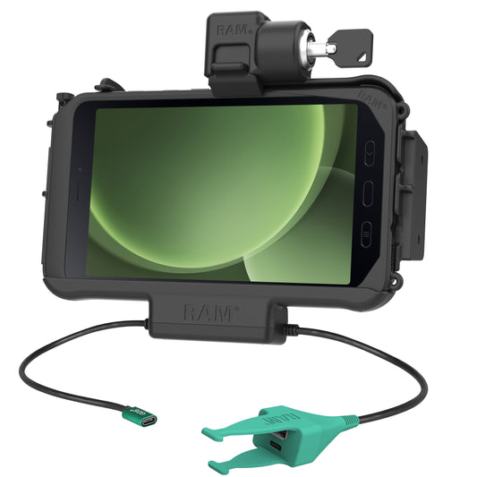 RAM Mounts Locking USB-C Modular Dock + USB-C & USB-A Data for Samsung Tab Active5 and 3 – product photo