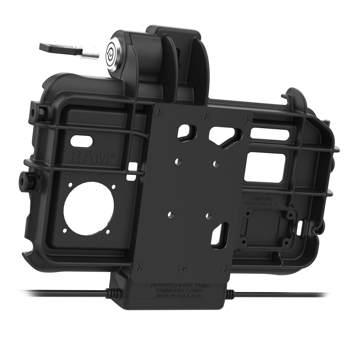 RAM Mounts Locking Thin-Dock Powered Dock + USB-A & RJ45 Data for Samsung Tab Active5 and 3 – detail view