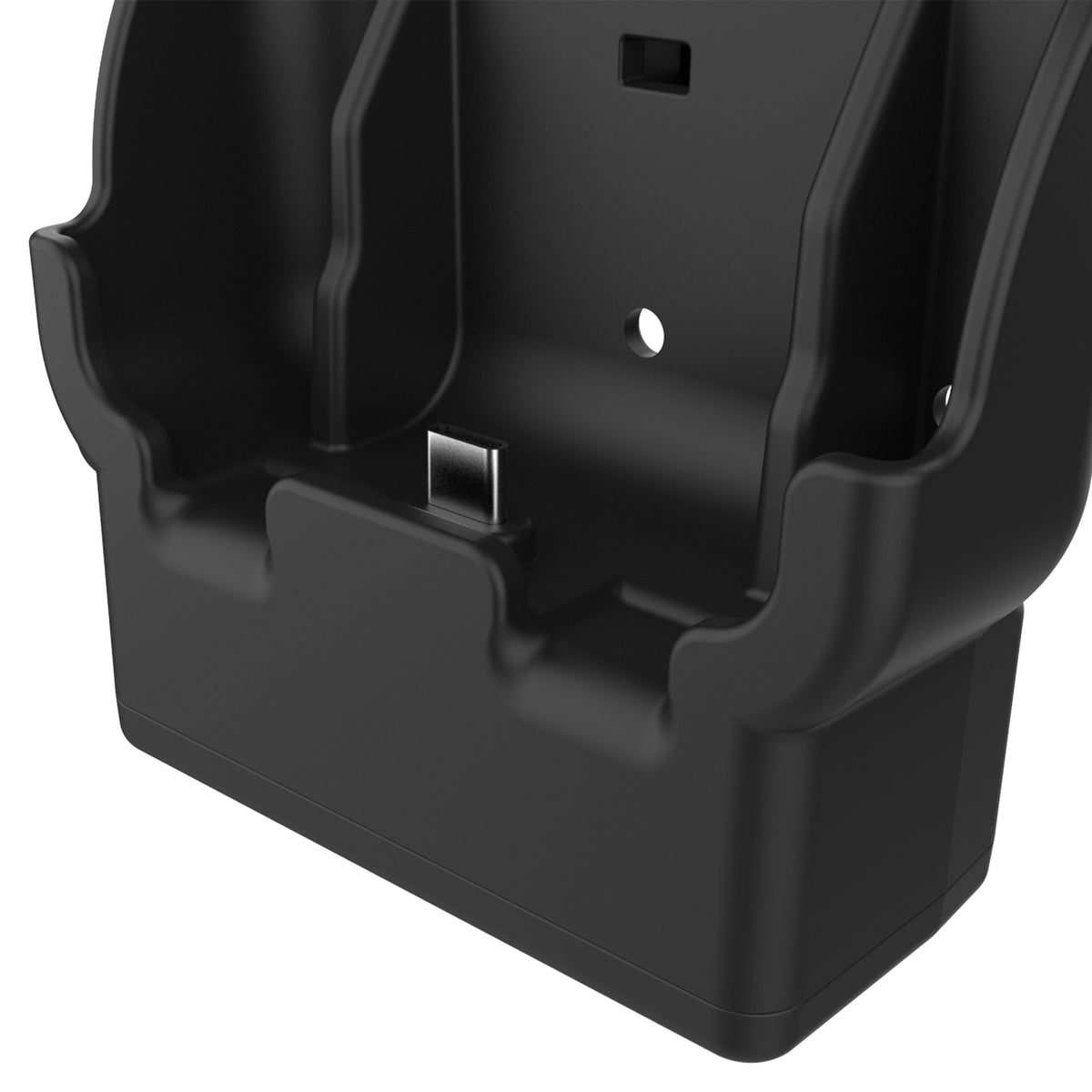 RAM Mounts key-locking powered USB-C vehicle dock for Zebra EM45 – another angle