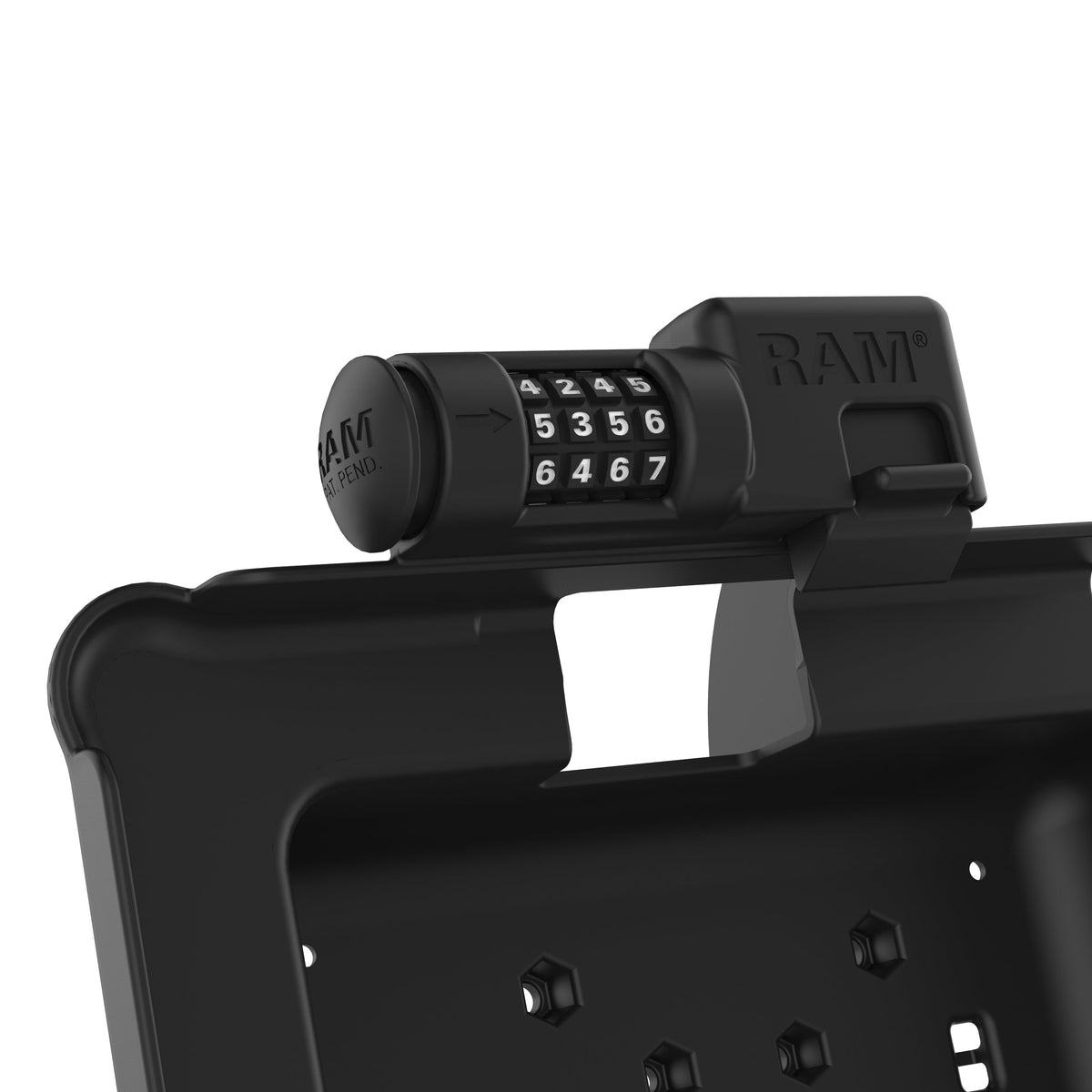 RAM Mounts combination-locking GDS power + data dock with USB-A for Zebra ET5x 10.1" rugged tablets – another angle