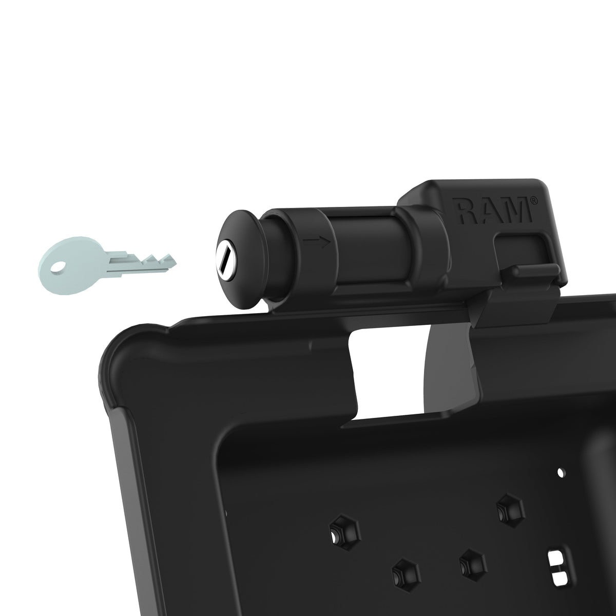 RAM Mounts key-locking GDS power + data dock with USB-A for Zebra ET5x 10.1" rugged tablets – another angle
