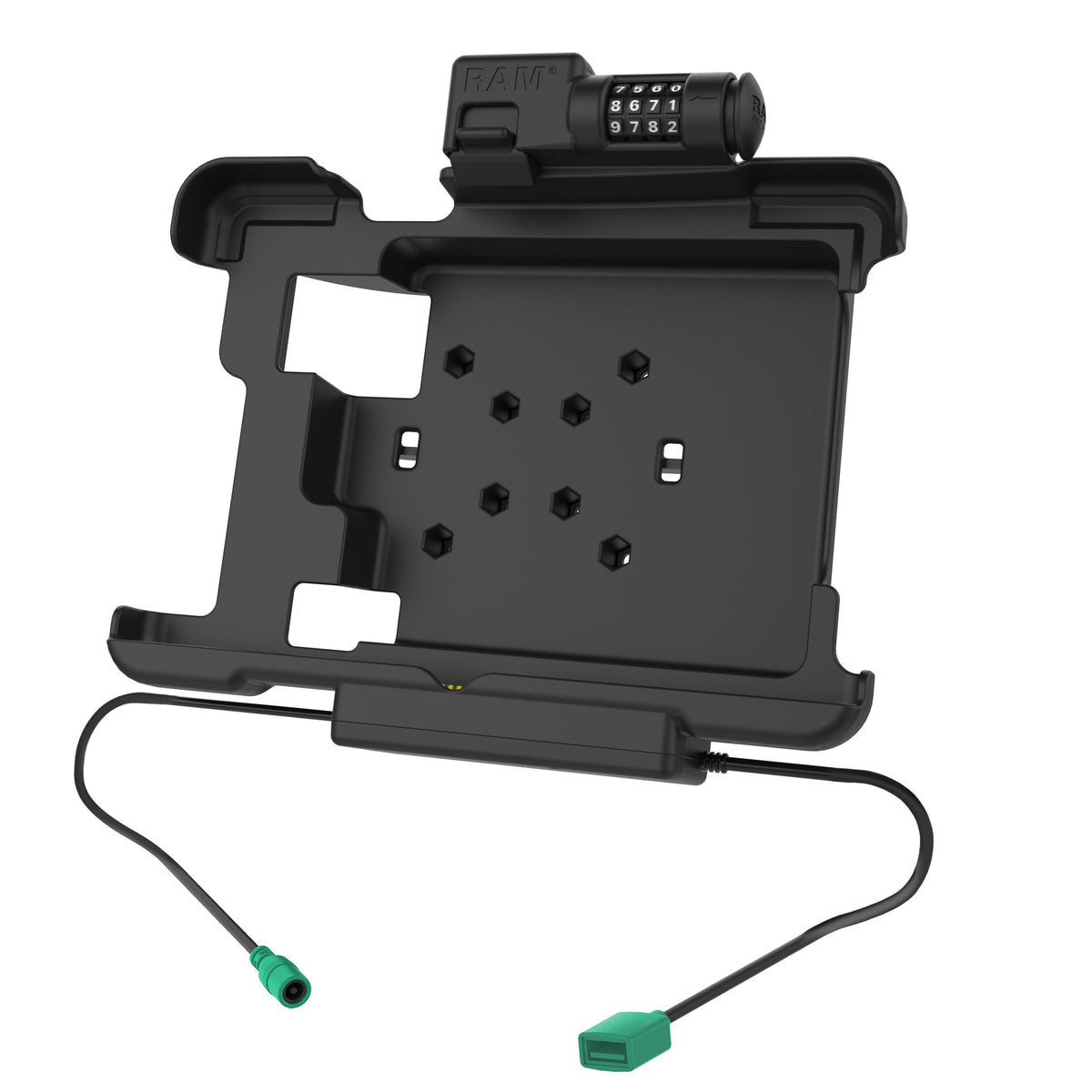 RAM Mounts combination-locking GDS power + data dock with USB-A for Zebra XSLATE L10 rugged tablet – view 2