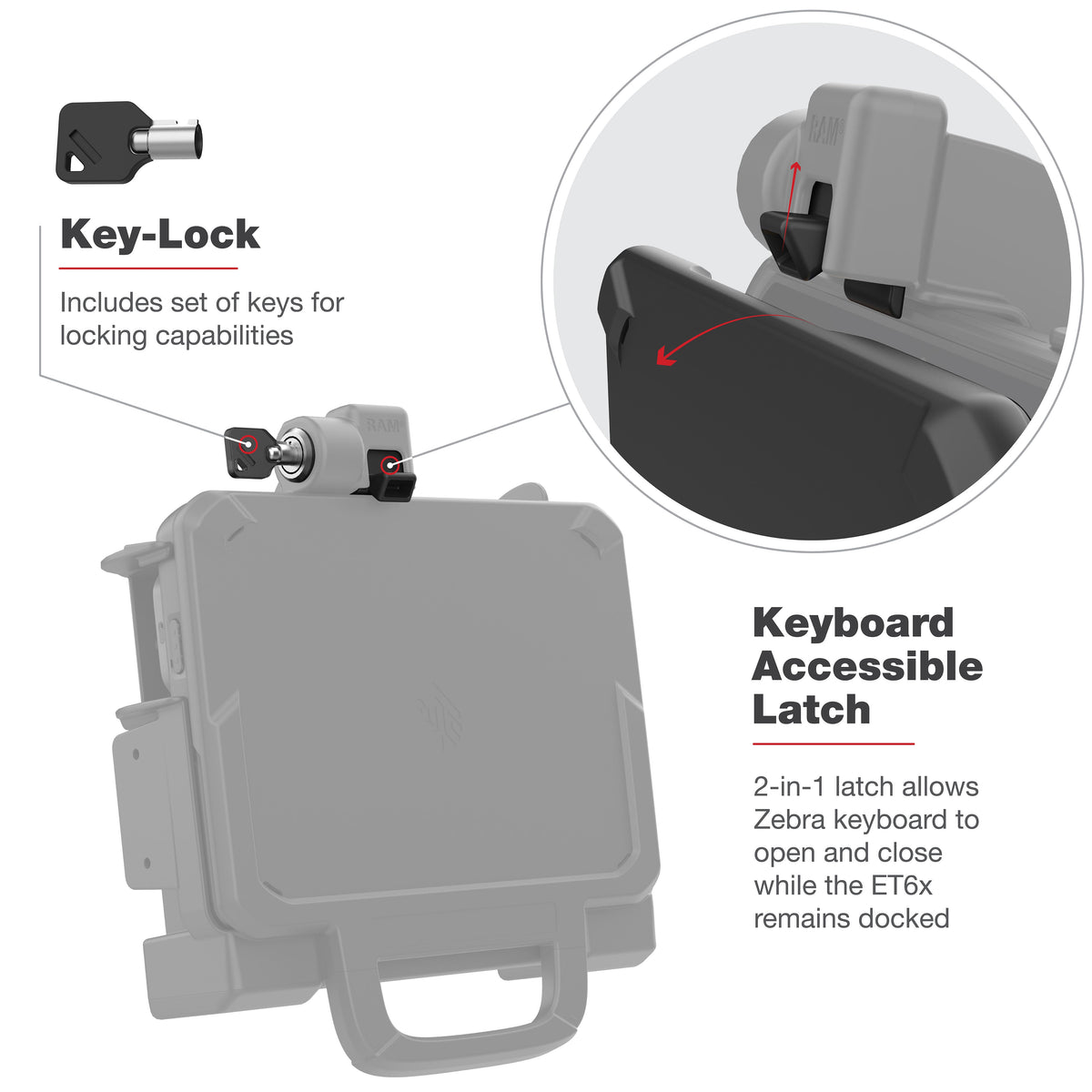 RAM Mounts Key-Locking Form-Fit Holder for Zebra ET60 and ET65 – another angle