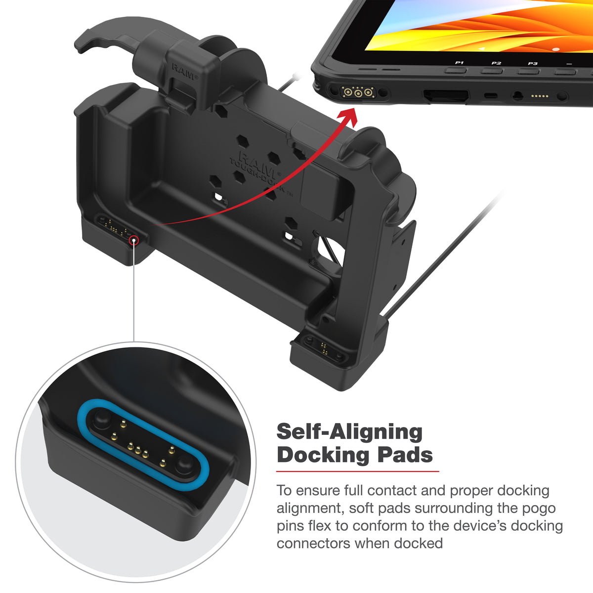 RAM Mounts Powered Dock for Zebra ET60 and ET65 – another angle