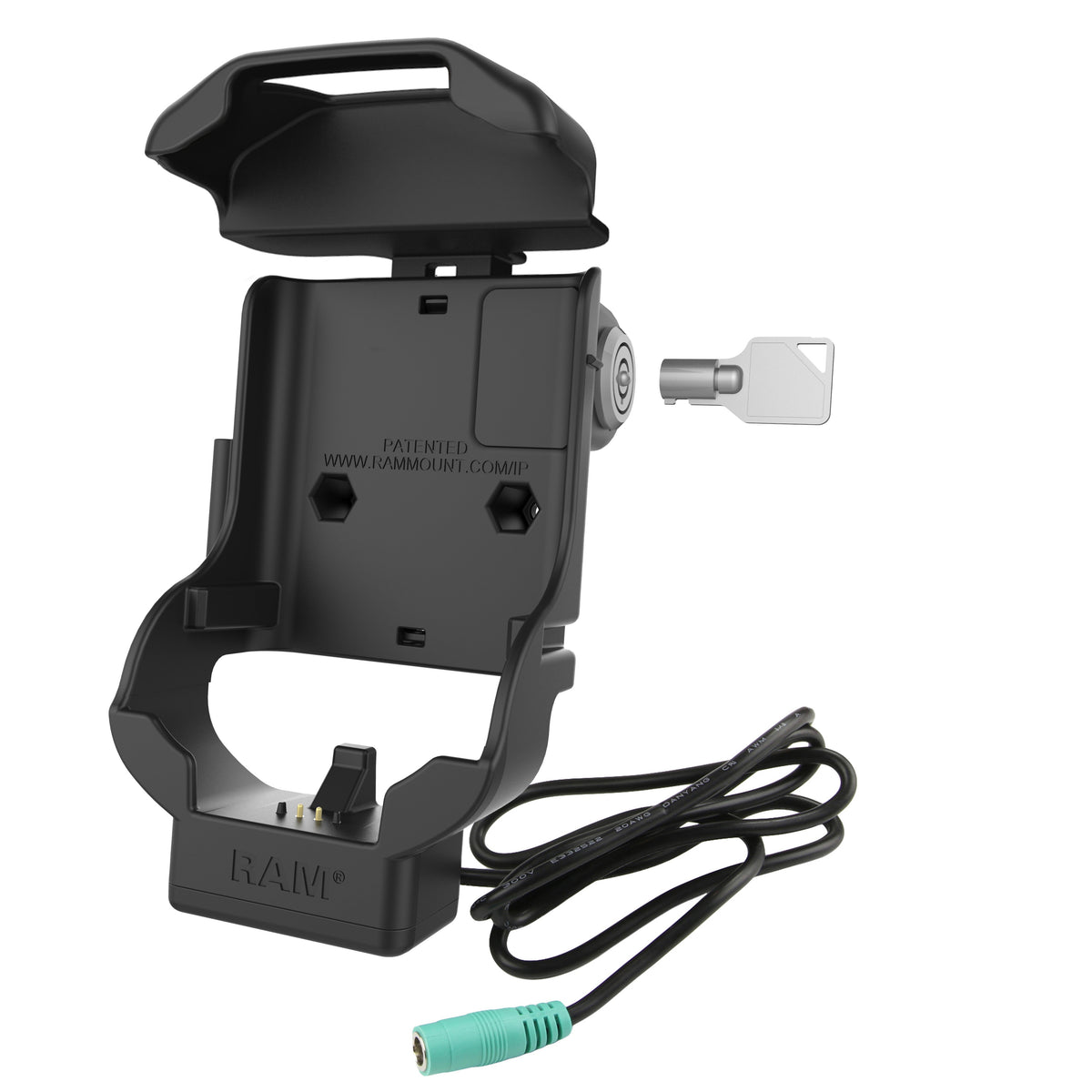 RAM Mounts key-locking spring-loaded Form-Fit powered dock for Zebra TC70, TC72, TC75 and TC77 – alternative view