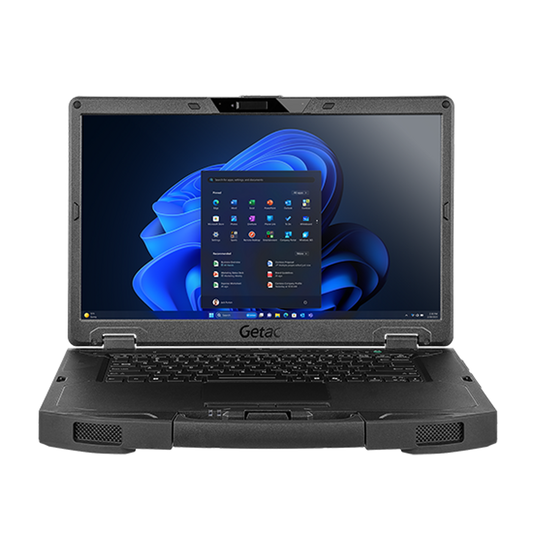 Getac S510 rugged 15.6-inch laptop SU1N6CQ4SDXX (Core Ultra 5, German keyboard), front view with 15.6-inch Full HD touchscreen
