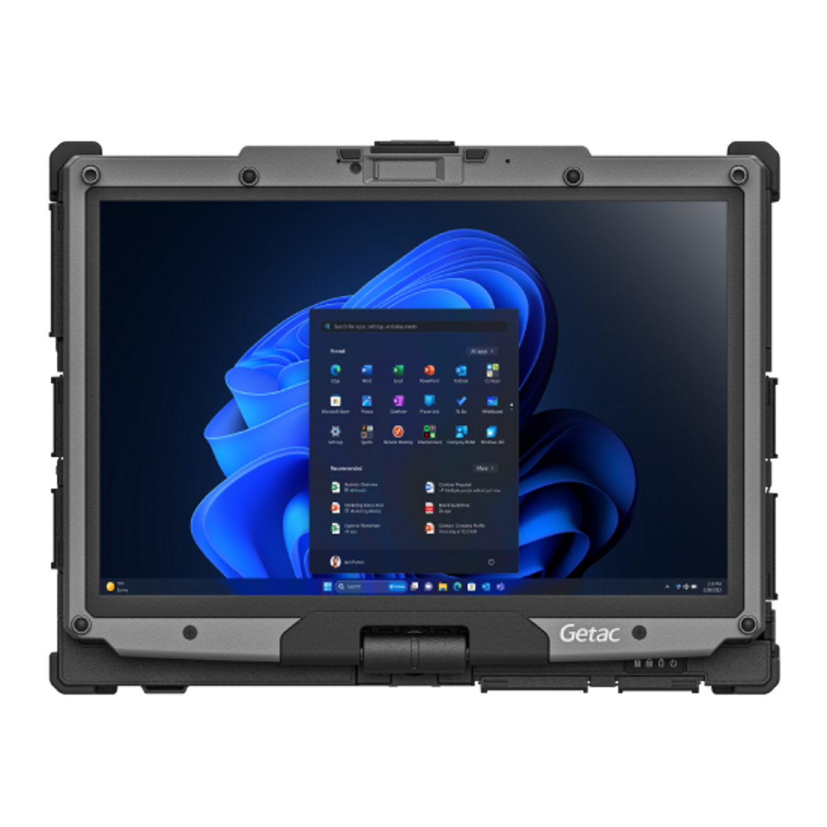 Getac V120 VV116YEDBDBA in tablet mode with the 12.2-inch touchscreen folded over the keyboard