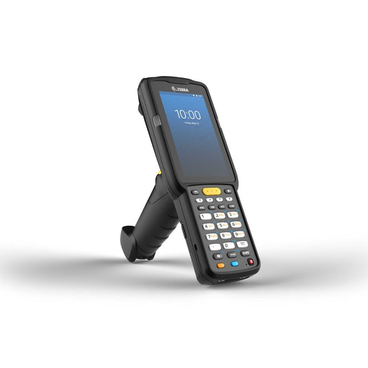 Zebra MC3300x rugged keypad mobile computer, pistol grip, 29-key numeric keypad (MC330L-GJ2EG4RW) – angled front view