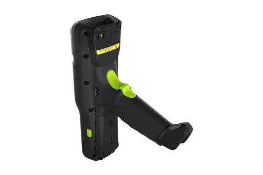 Zebra MC3400 rugged keypad mobile computer, pistol grip, 29-key numeric keypad (MC3401-0G1M52SS-A6) – back view with pistol grip