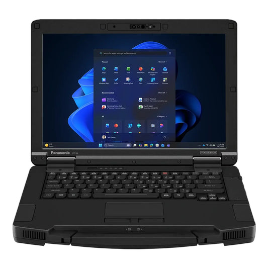 Panasonic TOUGHBOOK 56 FZ-56BZ02XBE open front view showing the 14-inch WUXGA touchscreen and backlit keyboard