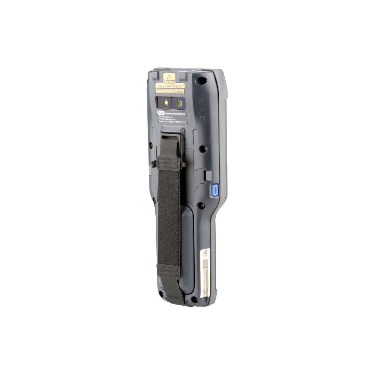 Honeywell CK65 rugged Android mobile computer, 51-key alphanumeric keypad, long range FlexRange 2D imager, Wi-Fi only (CK65-L0N-BLN210E) – back view with hand strap