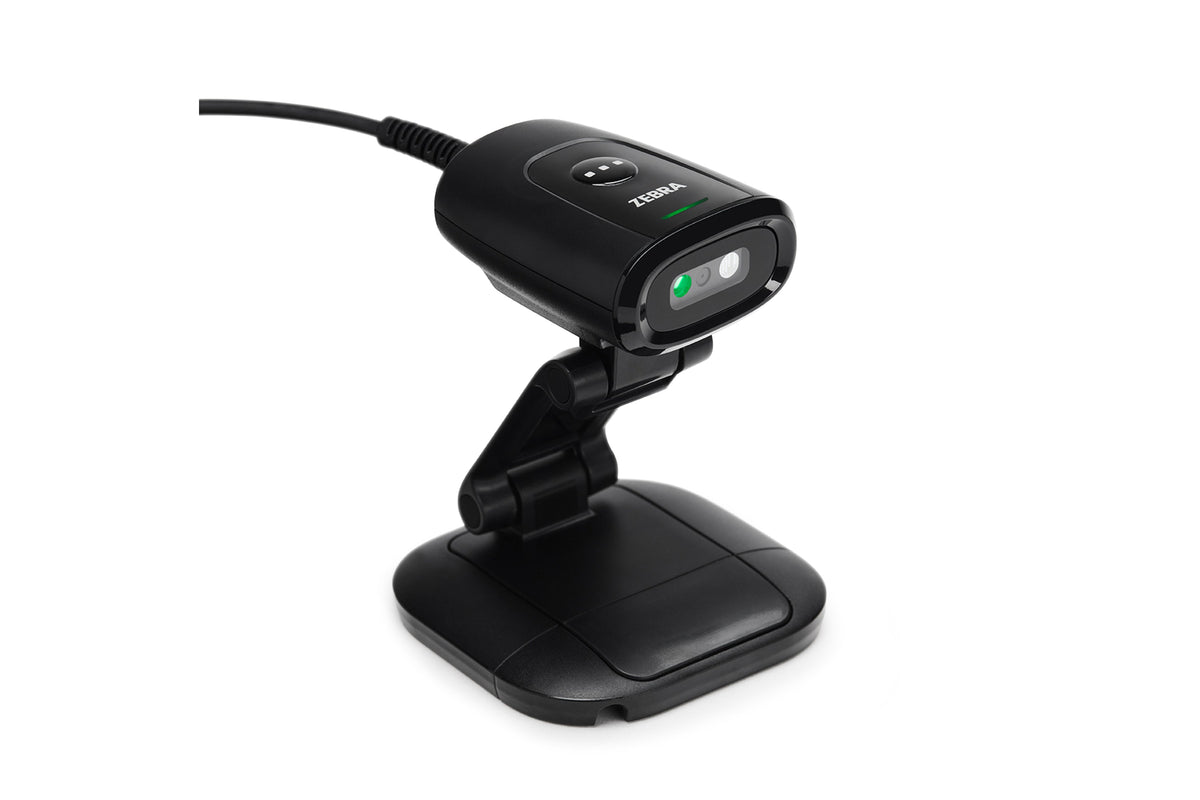 Zebra DS55 fixed-mount scanner with 3-in-1 mount (DS5502-SR4US70MMZW) – on the included 3-in-1 mount, presentation pose