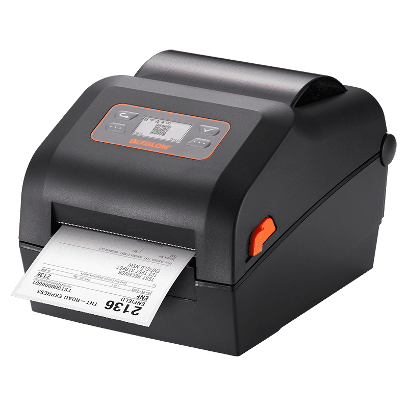 BIXOLON XD5-43d 4-inch direct thermal desktop label printer, black (XD5-43dEBK) – printing a shipping label