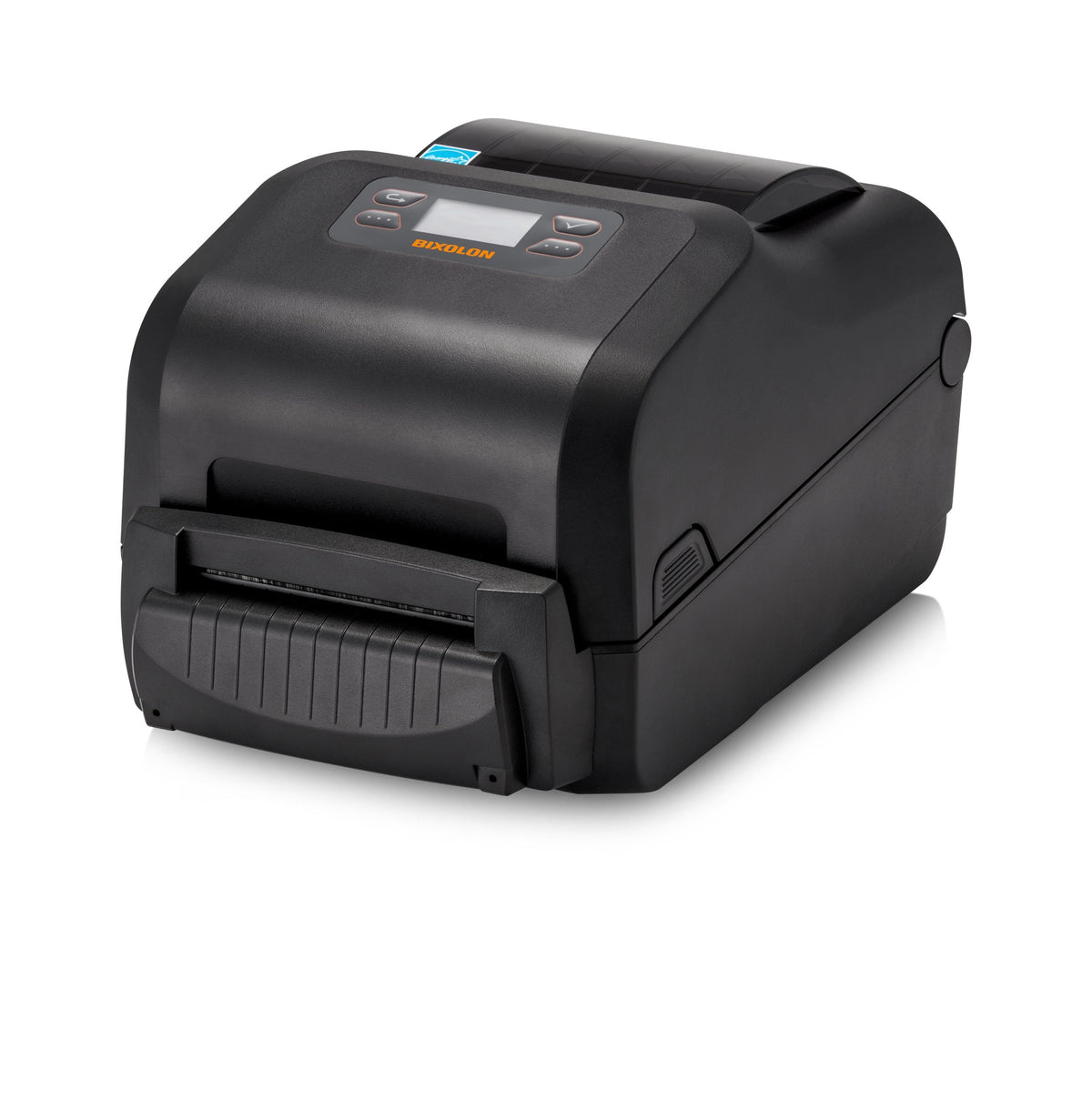 BIXOLON XD5-43IIt 4-inch thermal transfer desktop label printer, LCD, black (XD5-43IItOEWK/BEG) – angled view