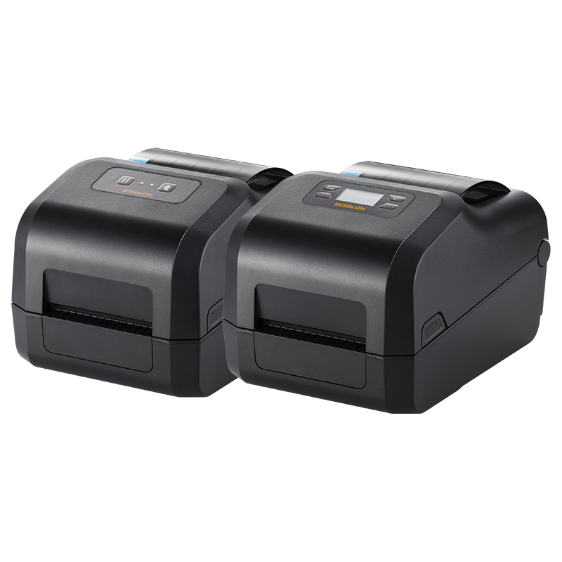 BIXOLON XD5-43IIt 4-inch thermal transfer desktop label printer, black (XD5-43IItEK/BEG) – angled view