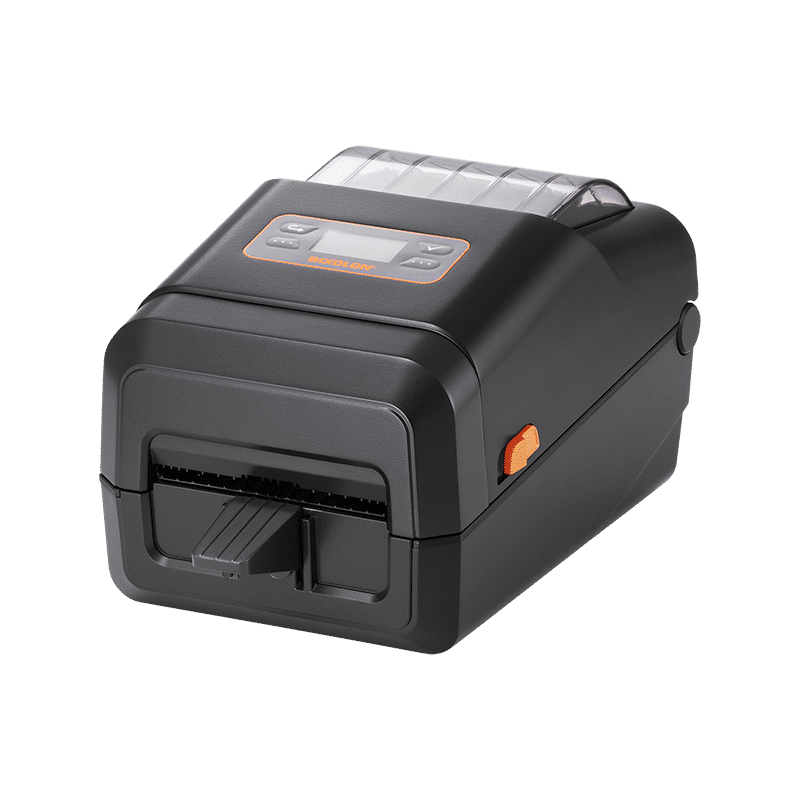 BIXOLON XL5-40CT linerless desktop label printer with LCD and auto cutter, 203 dpi, USB + Wi-Fi, dark grey (XL5-40CTOWG/BEG) – front view