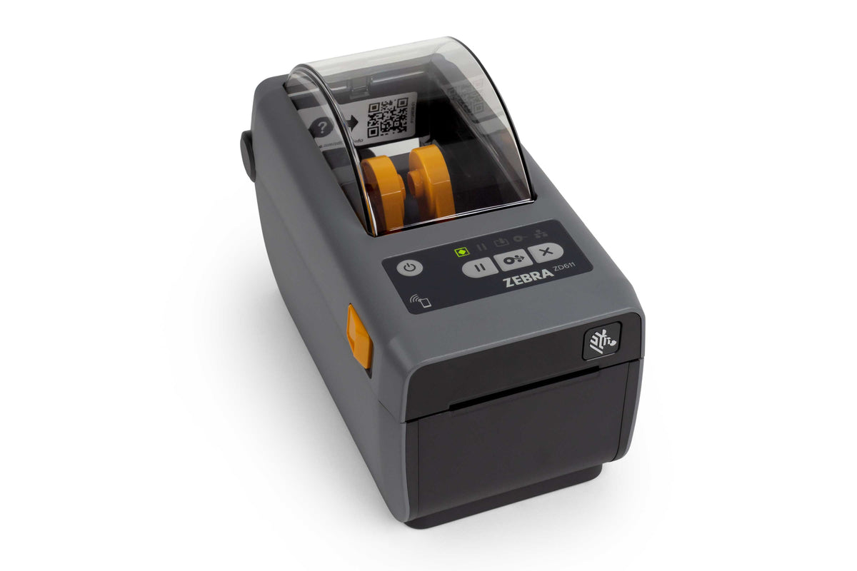 Zebra ZD611d 2-inch direct thermal desktop label printer, dark grey, 300 dpi, tear-off, USB + Ethernet (ZD6A023-D0EE00EZ) – right view