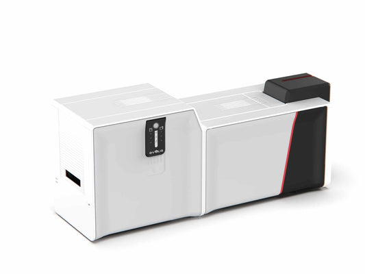 Evolis Card Lamination Module (CLM) for Primacy 2 plastic card printer, LED panel, patch and varnish lamination (S10212) – docked to a Primacy 2 printer
