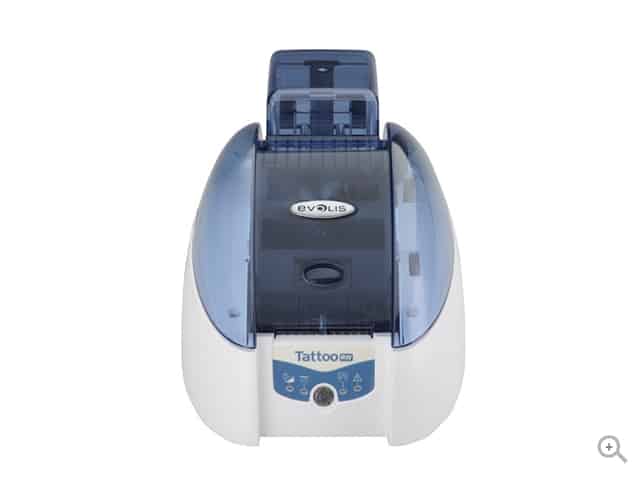 Evolis Tattoo RW rewritable plastic card printer, single-sided, USB + Ethernet, 300 dpi, thermal rewrite (TTR201BBH) – front view