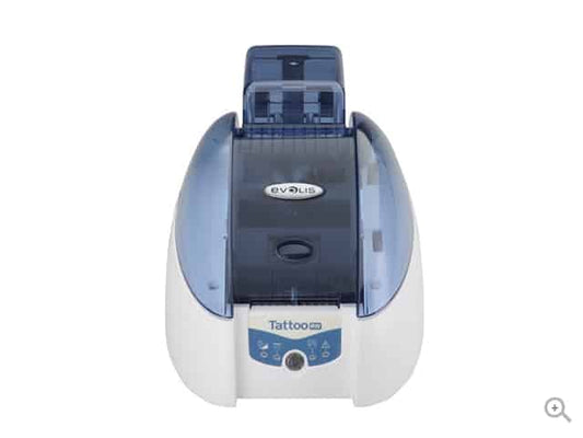 Evolis Tattoo RW rewritable plastic card printer, single-sided, USB + Ethernet, 300 dpi, thermal rewrite (TTR201BBH) – front view
