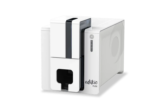 Evolis Edikio Flex Price Tag plastic price tag printer, single-sided colour + monochrome, long tag format, USB + Ethernet, black cards + white ribbon, 300 dpi, dye sublimation / thermal transfer (EF1H0000XS-BS002) – right side view