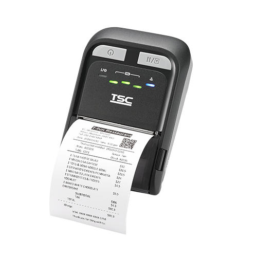 TSC TDM-20 2-inch mobile receipt and label printer, Wi-Fi and Bluetooth, black (99-082A102-1002) – printing a receipt