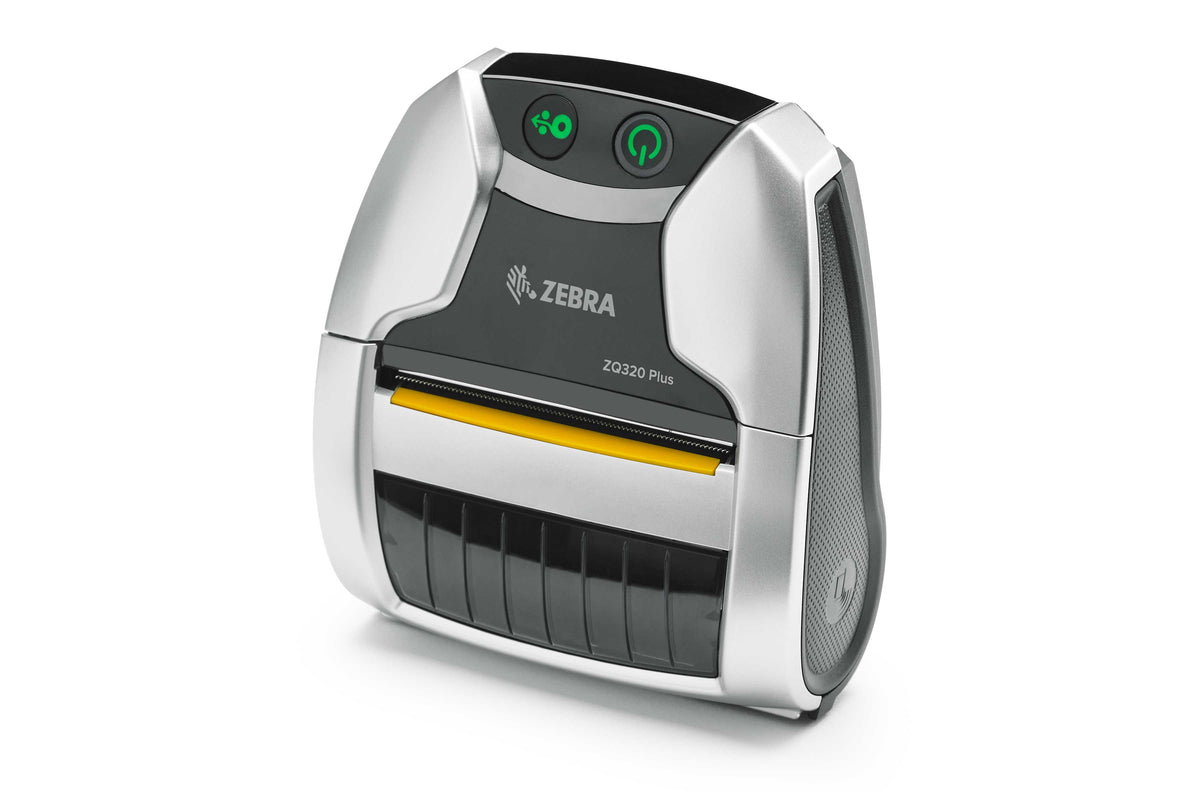 Zebra ZQ320 Plus mobile receipt and label printer, indoor model, Wi-Fi + Bluetooth, linerless (ZQ32-A0W13RE-00) – front 3/4 view