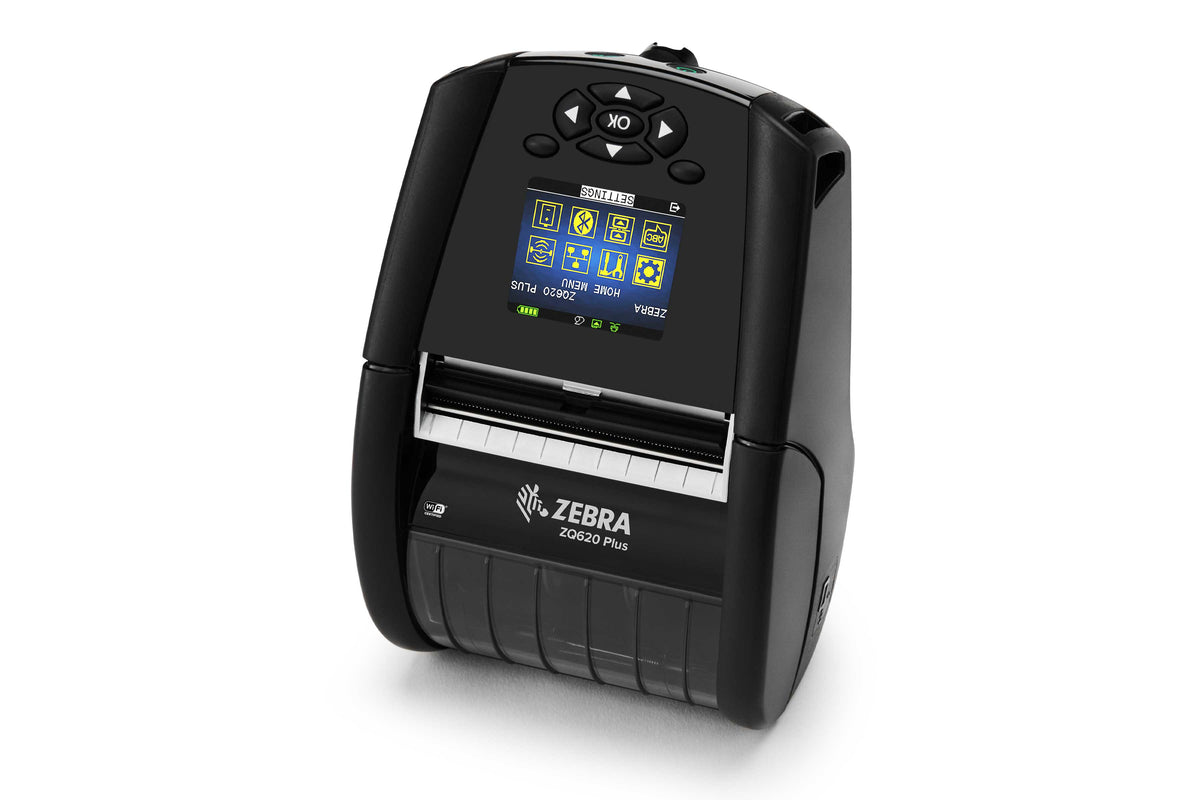 Zebra ZQ620 Plus mobile receipt and label printer, black, Wi-Fi + Bluetooth (ZQ62-AUWAE14-00) – 3/4 view