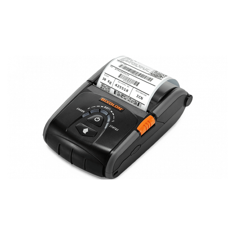 Bixolon SPP-R200III PLUS 2-inch mobile receipt printer, Bluetooth (iOS), linerless, black (SPP-R200IIIiaKL) – printing a label