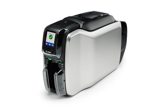 Zebra ZC300 plastic card printer, single-sided (ZC31-000C000EM00) – left angled view